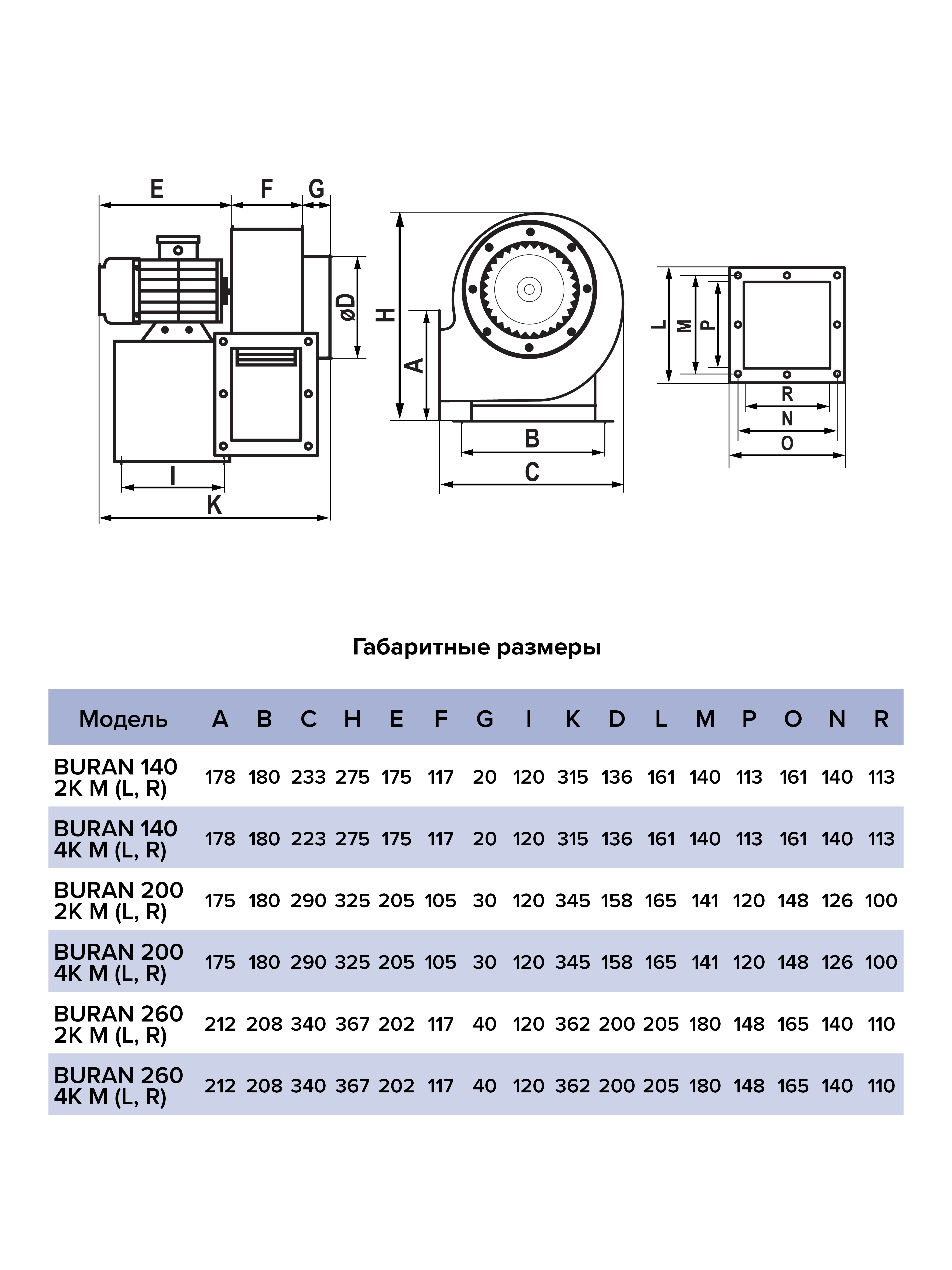 Вентилятор радиальный BURAN 200 220V Пр0 4полюс ERA PRO